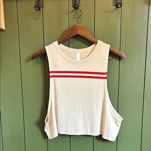 Avocado Womens Cropped Muscle Tank with Stripes Cream Cool Touch Size‎ Medium